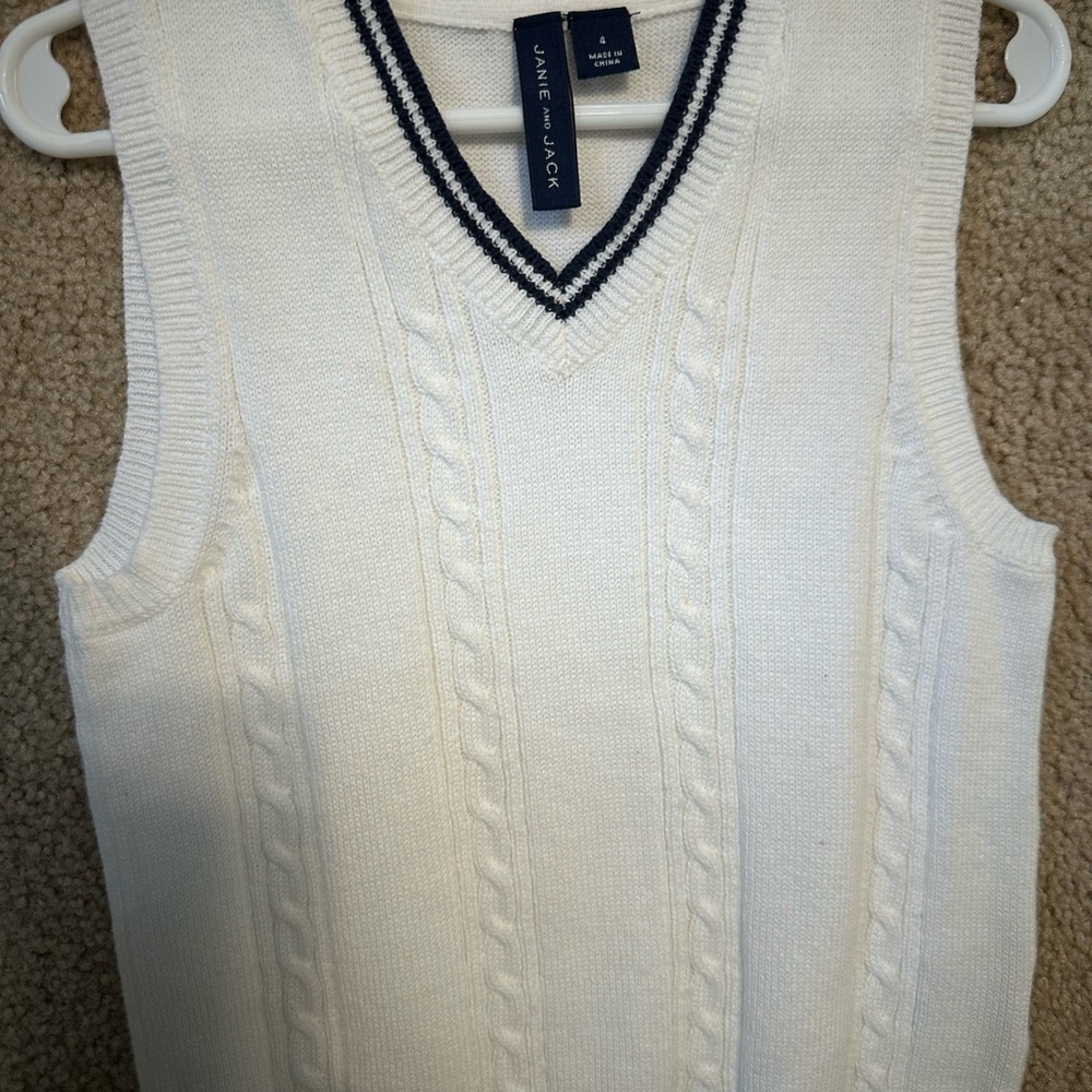 Janie and Jack White Cable Knit Sweater Vest